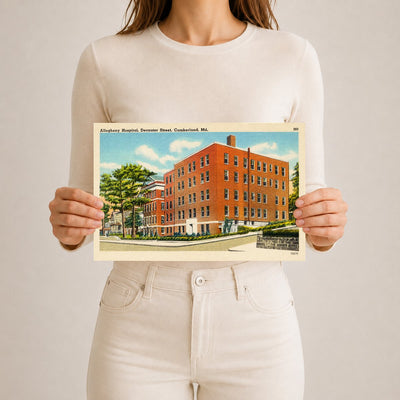 Allegheny Hospital, Decauter Street, Cumberland, MD — Vintage Maryland Postcard