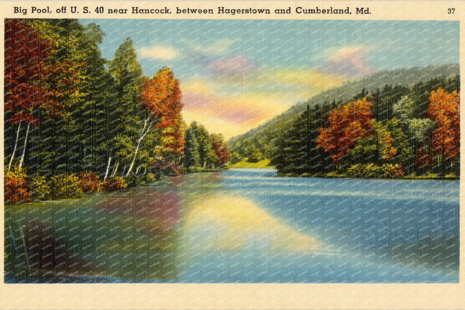 Big pool, off U. S. 40 near Hancock, between Hagerstown and Cumberland, MD — Vintage Maryland Postcard
