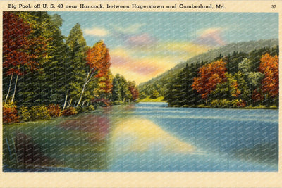 Big pool, off U. S. 40 near Hancock, between Hagerstown and Cumberland, MD — Vintage Maryland Postcard