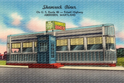 Shamrock Diner, on U. S. Route 40 -- Pulaski Highway, Aberdeen, Maryland — Vintage Maryland Postcard