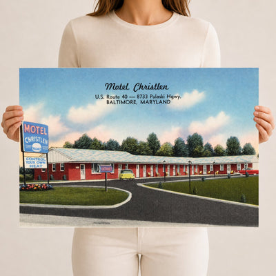 Motel Christlen, U. S. Route 40 -- 8733 Pulaski Hgwy., Baltimore, Maryland — Vintage Maryland Postcard