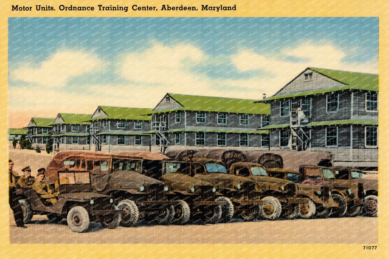 Motor units, Ordnance Training Center,Aberdeen, Maryland — Vintage Maryland Postcard
