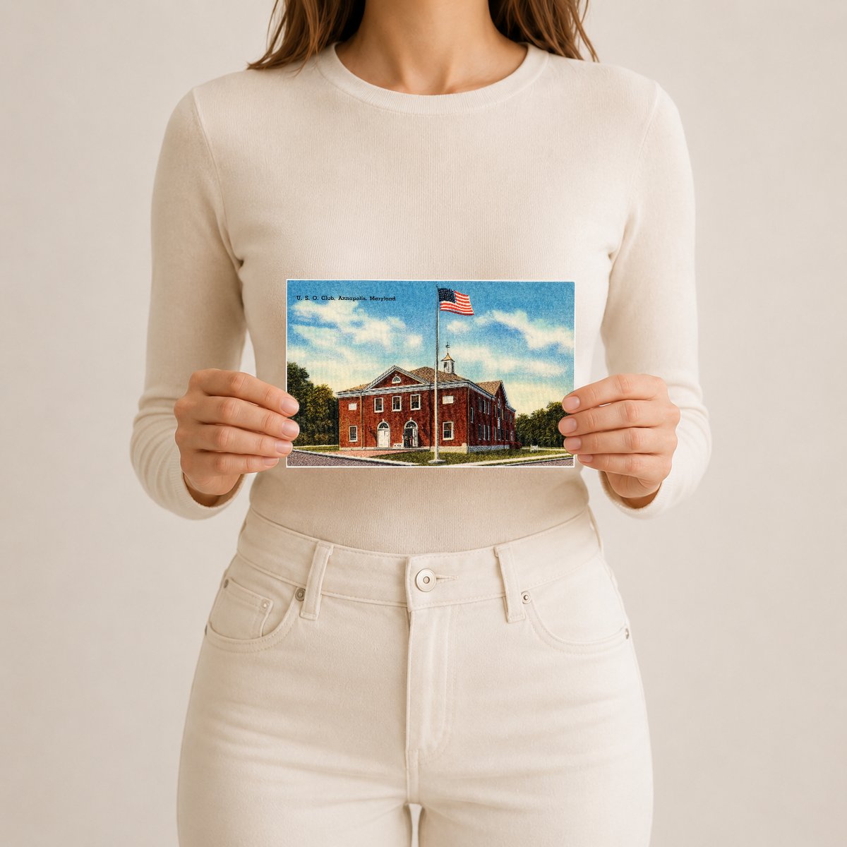 U. S. O. Club, Annapolis, Maryland — Vintage Maryland Postcard