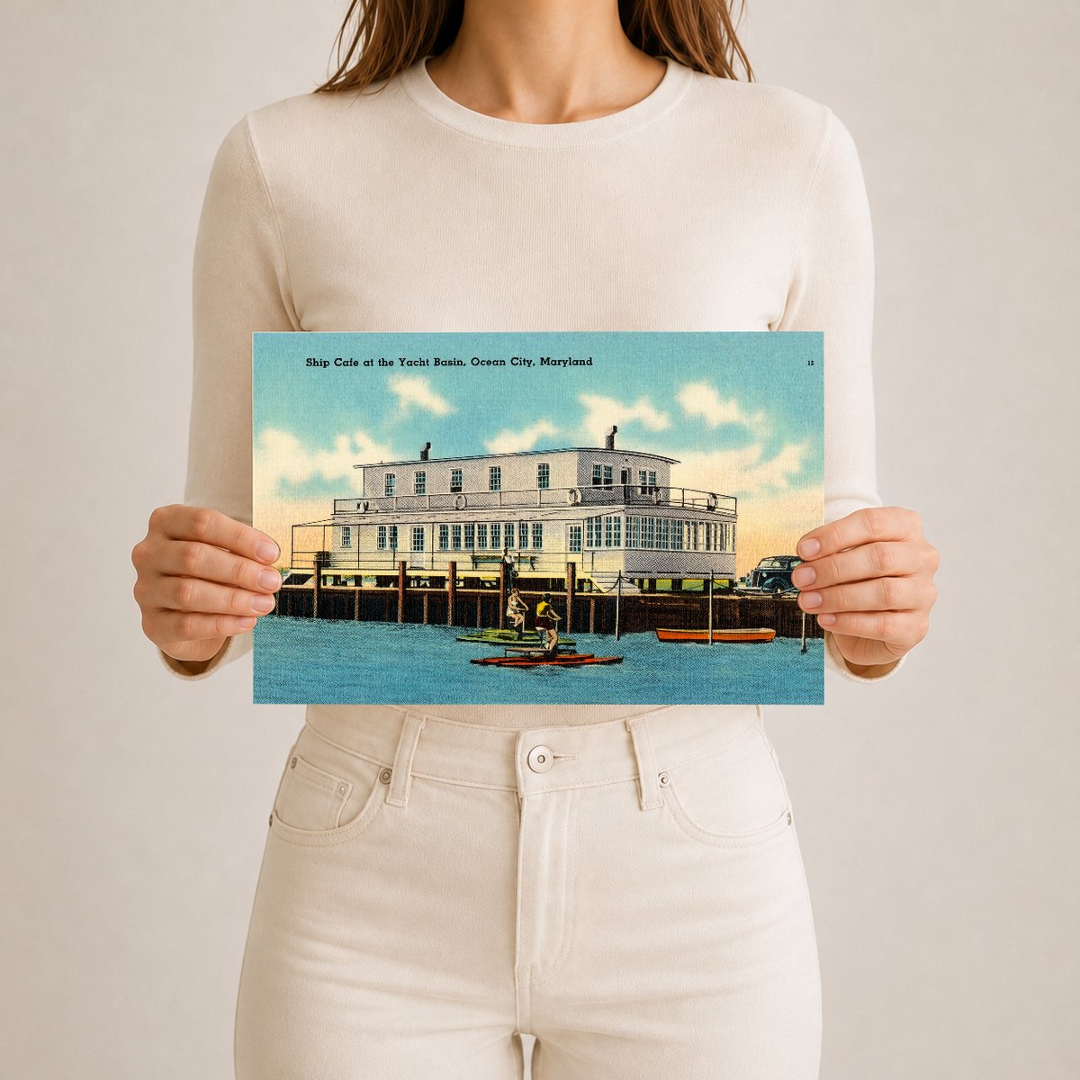 Ship Cafe at the Yacht Basin, Ocean City, Maryland — Vintage Maryland Postcard
