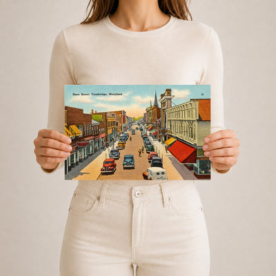 Race Street, Cambridge, Maryland — Vintage Maryland Postcard