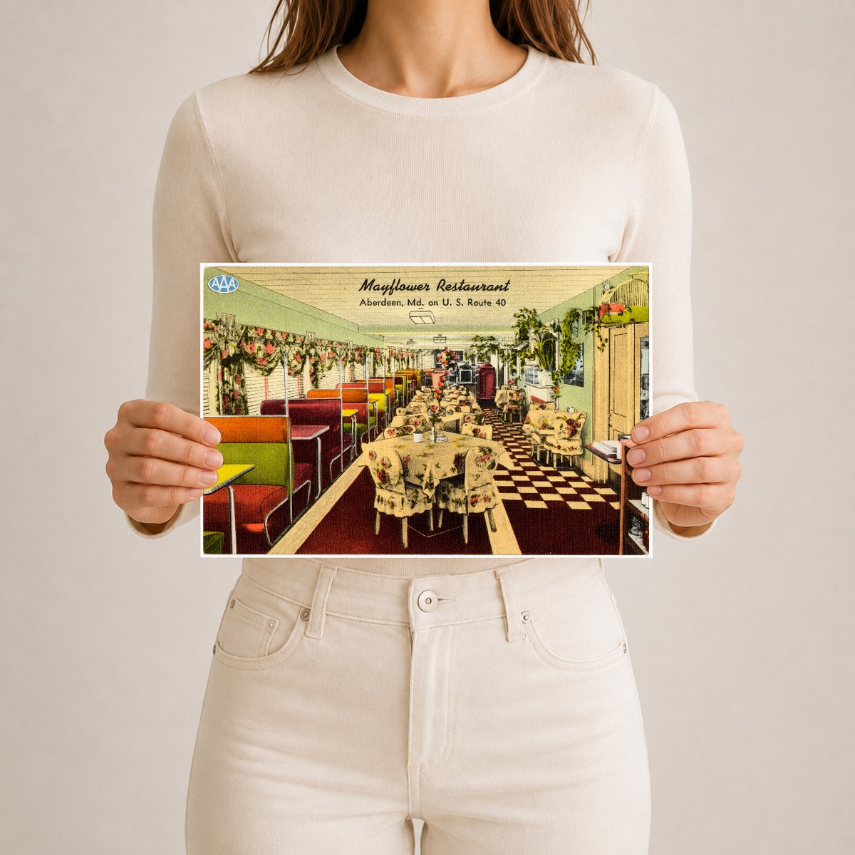 Mayflower Restaurant, Aberdeen, MD on U. S. Route 40 — Vintage Maryland Postcard
