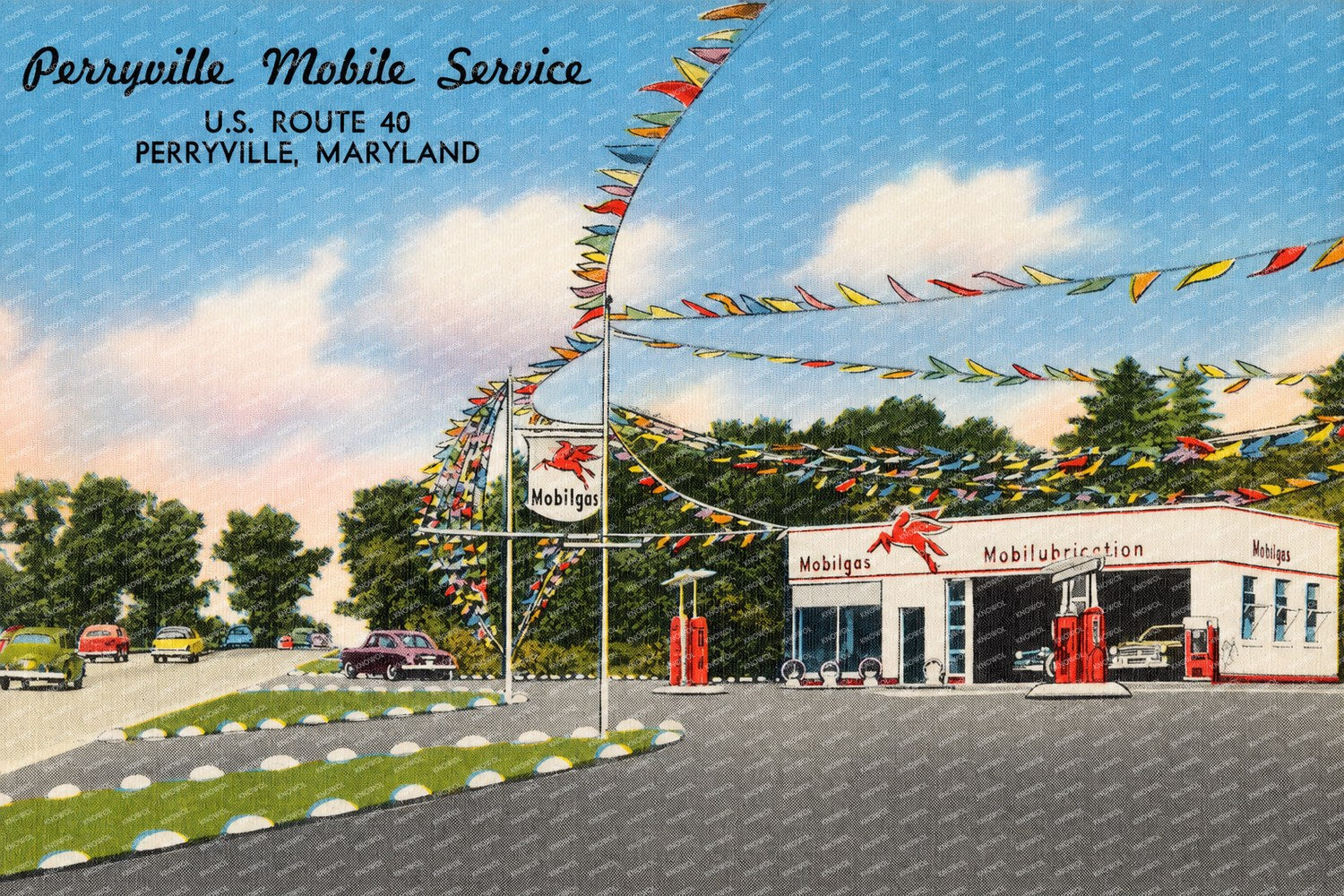 Perryville Mobile Service, U.S. Route 40, Perryville, Maryland — Vintage Maryland Postcard