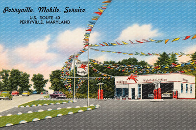 Perryville Mobile Service, U.S. Route 40, Perryville, Maryland — Vintage Maryland Postcard