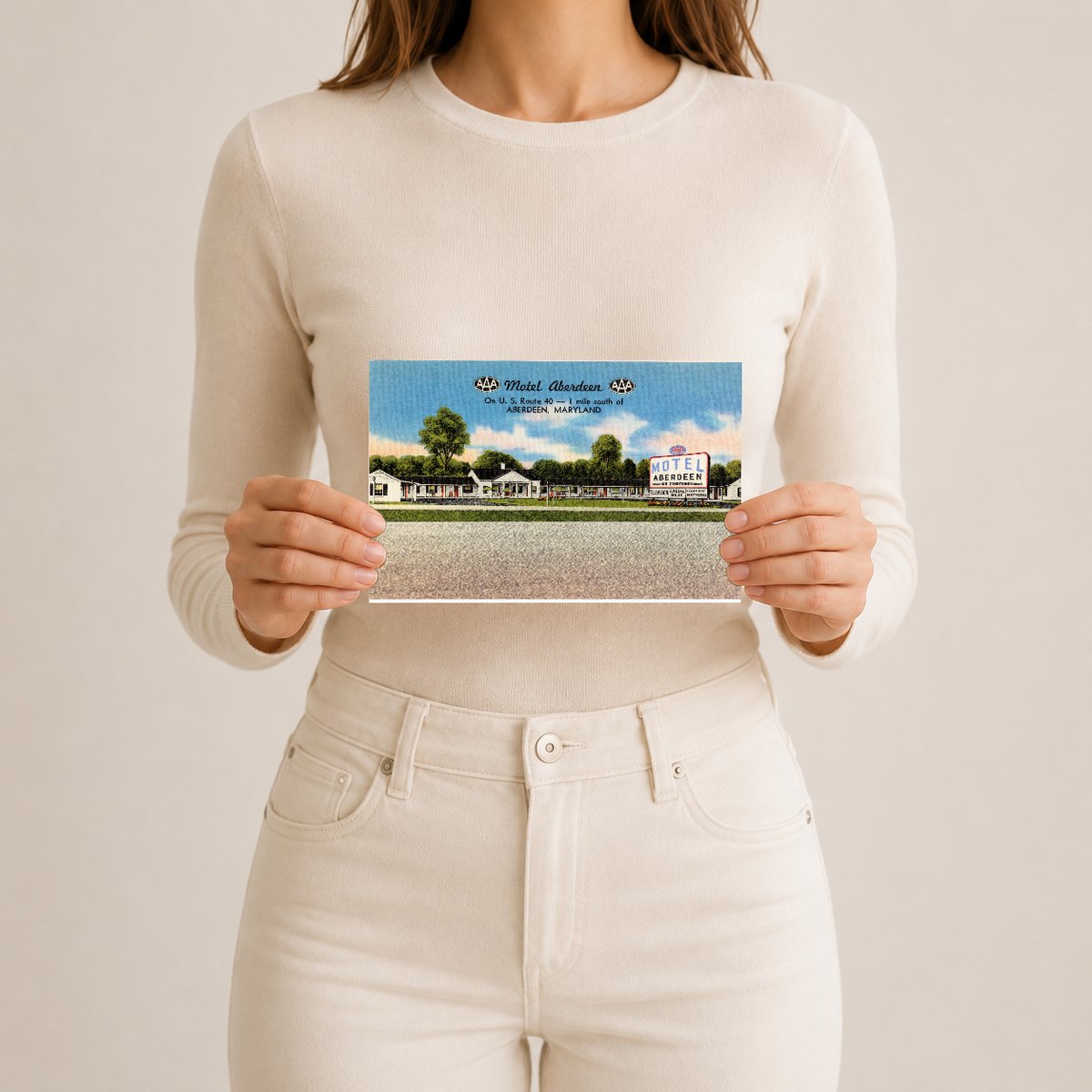 Motel Aberdeen on U. S. Route 40 -- 1 mile south of Aberdeen, Maryland — Vintage Maryland Postcard