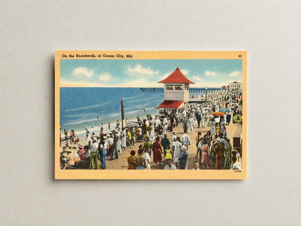 On the boardwalk at Ocean City, MD — Vintage Maryland Postcard