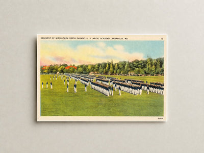 Regiment of Midshipmen dress parade, U. S. Naval Academy, Annapolis, MD — Vintage Maryland Postcard