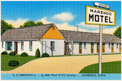 Marengo, IA: Marengo Motel, U. S. Highway 6...  1/4 mile west of 212 Junction... Marengo