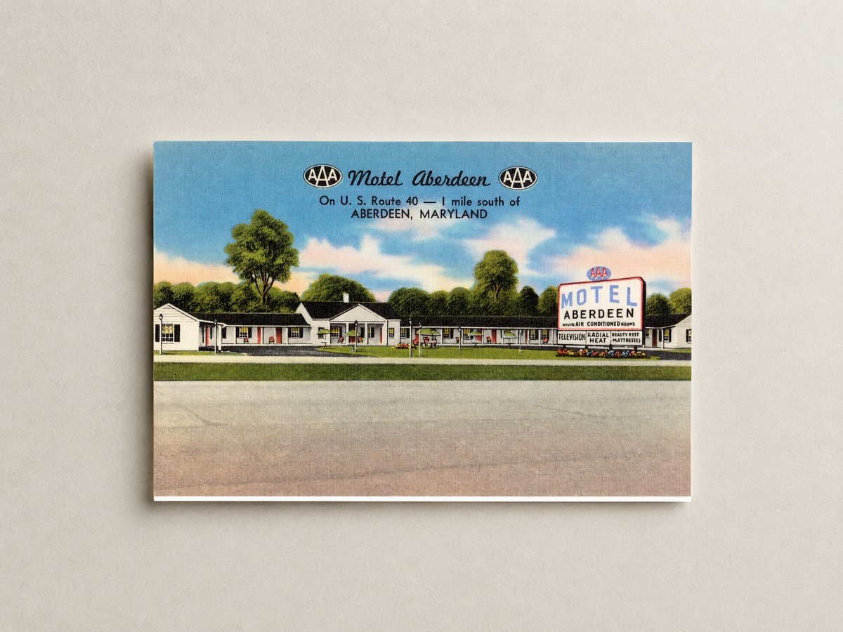 Motel Aberdeen on U. S. Route 40 -- 1 mile south of Aberdeen, Maryland — Vintage Maryland Postcard