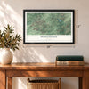 Douglasville, Georgia map, 12 x 18 inch print in a black frame in an entryway