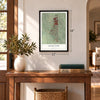Adair Park, Georgia map, 12 x 18 inch print in a black frame in an entryway
