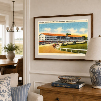 Club house, grand stand and race track, fairgrounds, Hagerstown, Maryland — Vintage Maryland Postcard