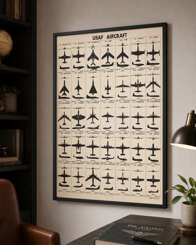 Vintage USAF Aircraft Identification Chart Poster, c. 1956