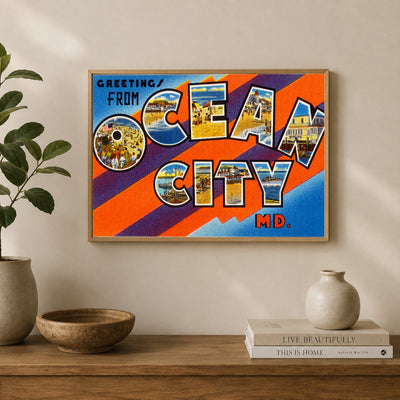 Greetings from Ocean City — Vintage Maryland Postcard