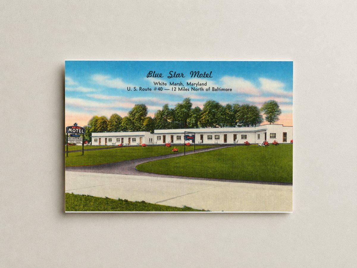 Blue Star Motel, White Marsh, Maryland, U. S. Route #40 -- 12 miles north of Baltimore — Vintage Maryland Postcard