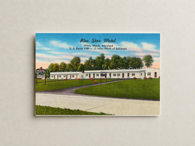 Blue Star Motel, White Marsh, Maryland, U. S. Route #40 -- 12 miles north of Baltimore — Vintage Maryland Postcard