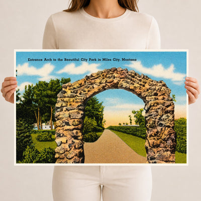 Miles City, MT: Entrance arch to the beautiful city park in Miles City