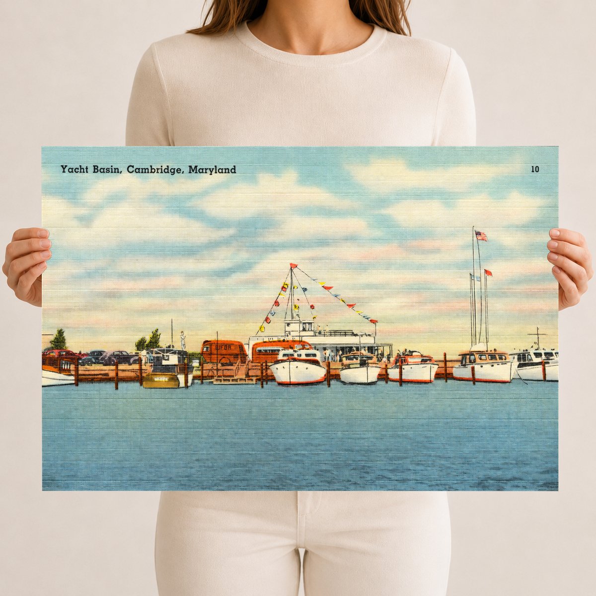 Yacht Basin, Cambridge, Maryland — Vintage Maryland Postcard
