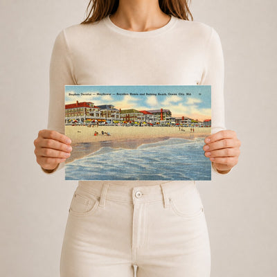 Stephen Decatur -- Mayflower -- Royalton Hotels and Bathing Beach, Ocean City, MD — Vintage Maryland Postcard