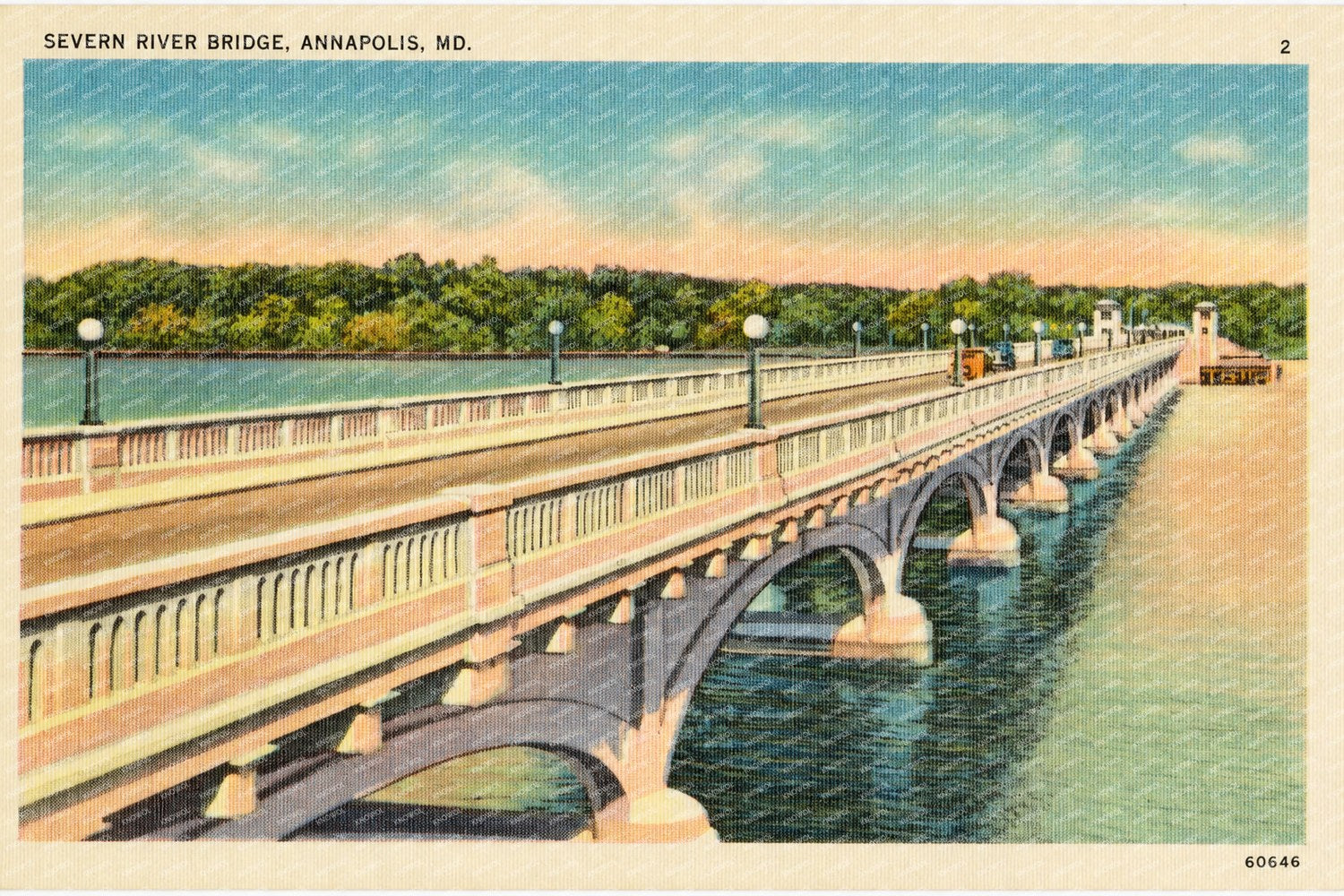 Severn River Bridge, Annapolis, MD. — Vintage Maryland Postcard
