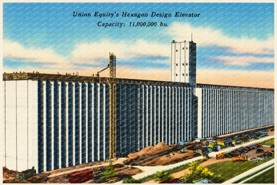 Enid, OK: Union Equity's Hexagon Design Elevator. Capacity: 11,000,000 bu.