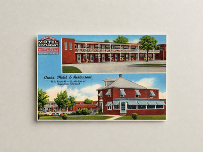 Venice Motel & Restaurant, U. S. Route 40 -- 1/2 mile east of Hagerstown, Maryland — Vintage Maryland Postcard