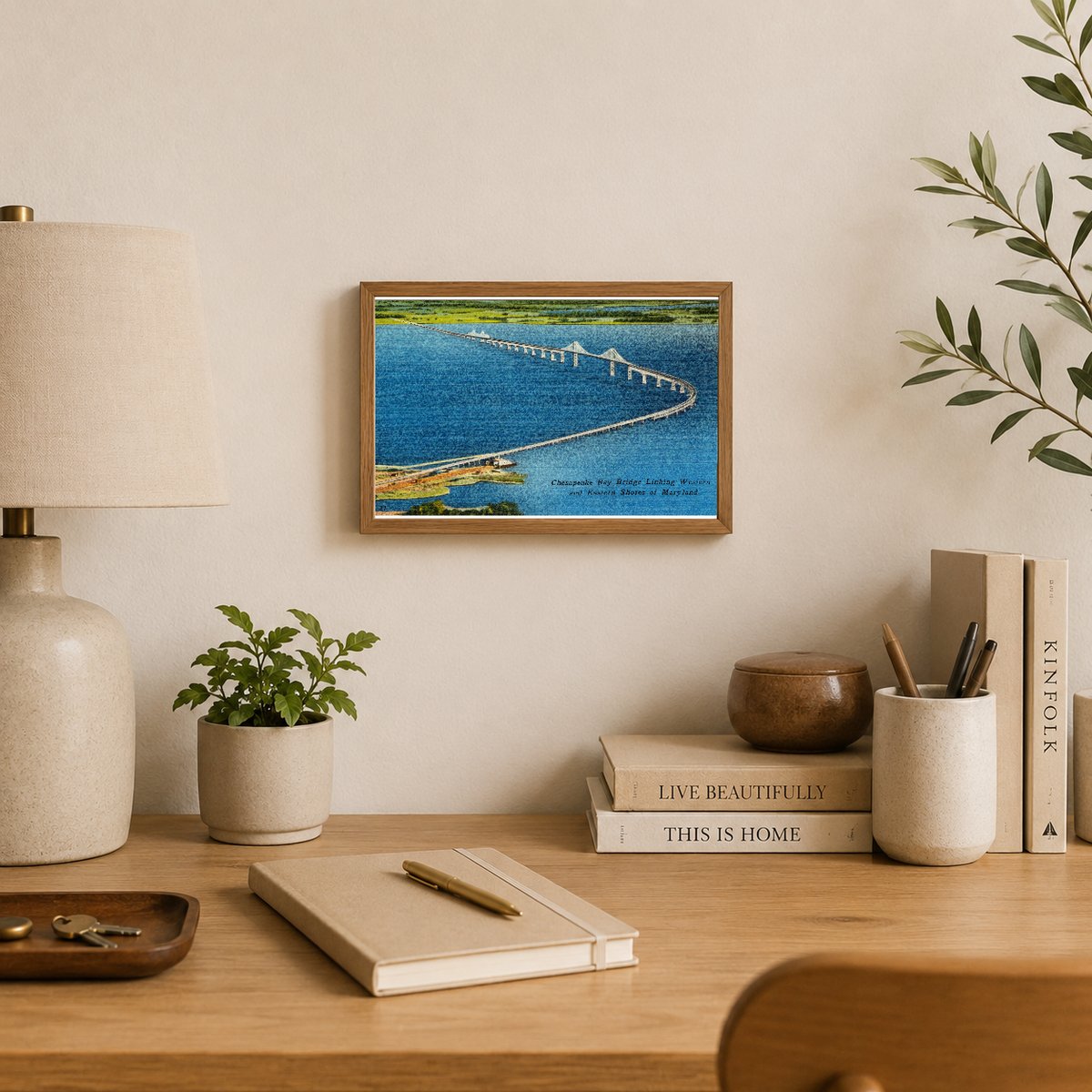 Chesapeake Bay Bridge, linking western and eastern shores of Maryland — Vintage Maryland Postcard