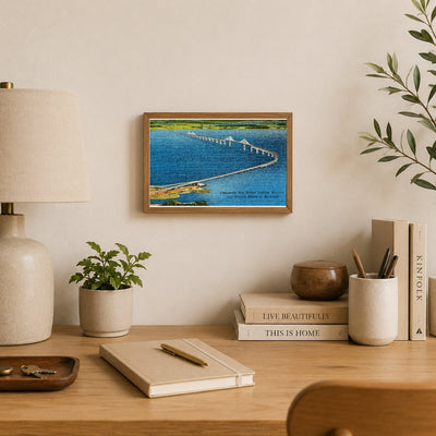 Chesapeake Bay Bridge, linking western and eastern shores of Maryland — Vintage Maryland Postcard