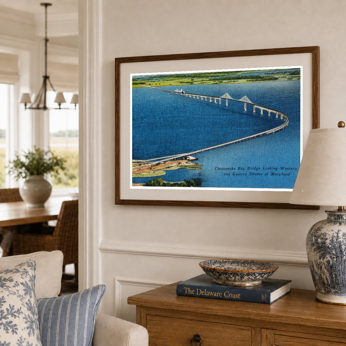 Chesapeake Bay Bridge linking western and eastern shores of Maryland — Vintage Maryland Postcard