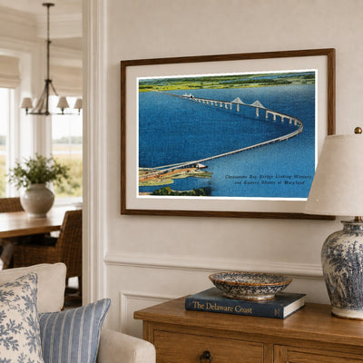 Chesapeake Bay Bridge linking western and eastern shores of Maryland — Vintage Maryland Postcard