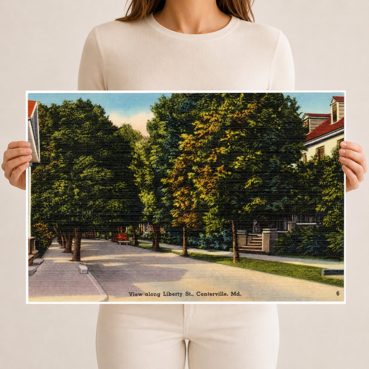 View along Liberty St., Centerville, MD — Vintage Maryland Postcard