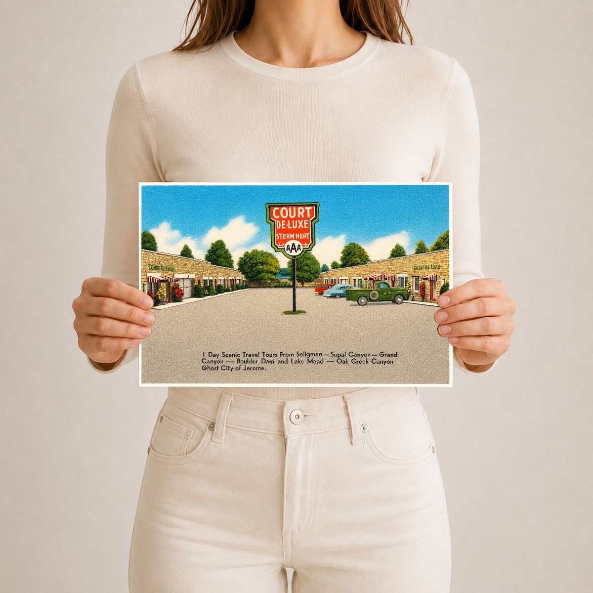 Seligman, AZ: Court De-luxe, 1 day scenic travel tours from Seligman- Supai Canyon- Grand Canyon- Boulder Dam and Lake Mead- Oak Creek Canyon, Ghost city of Jerome