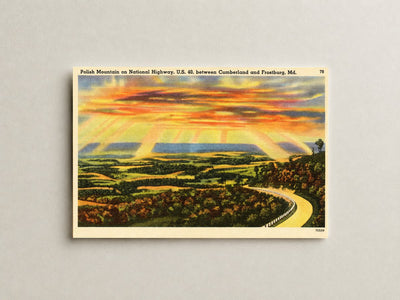 Polish Mountain on National Highway, U. S. 40, between Cumberland and Frostburg, MD — Vintage Maryland Postcard