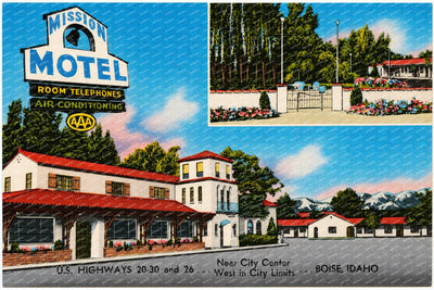 Boise, ID: Mission Motel, near city center, U.S. highways 20-30 and 26, west in city limits