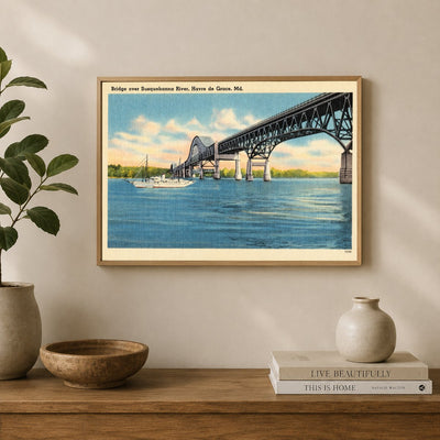 Bridge over Susquehanna River, Havre de Grace, MD — Vintage Maryland Postcard