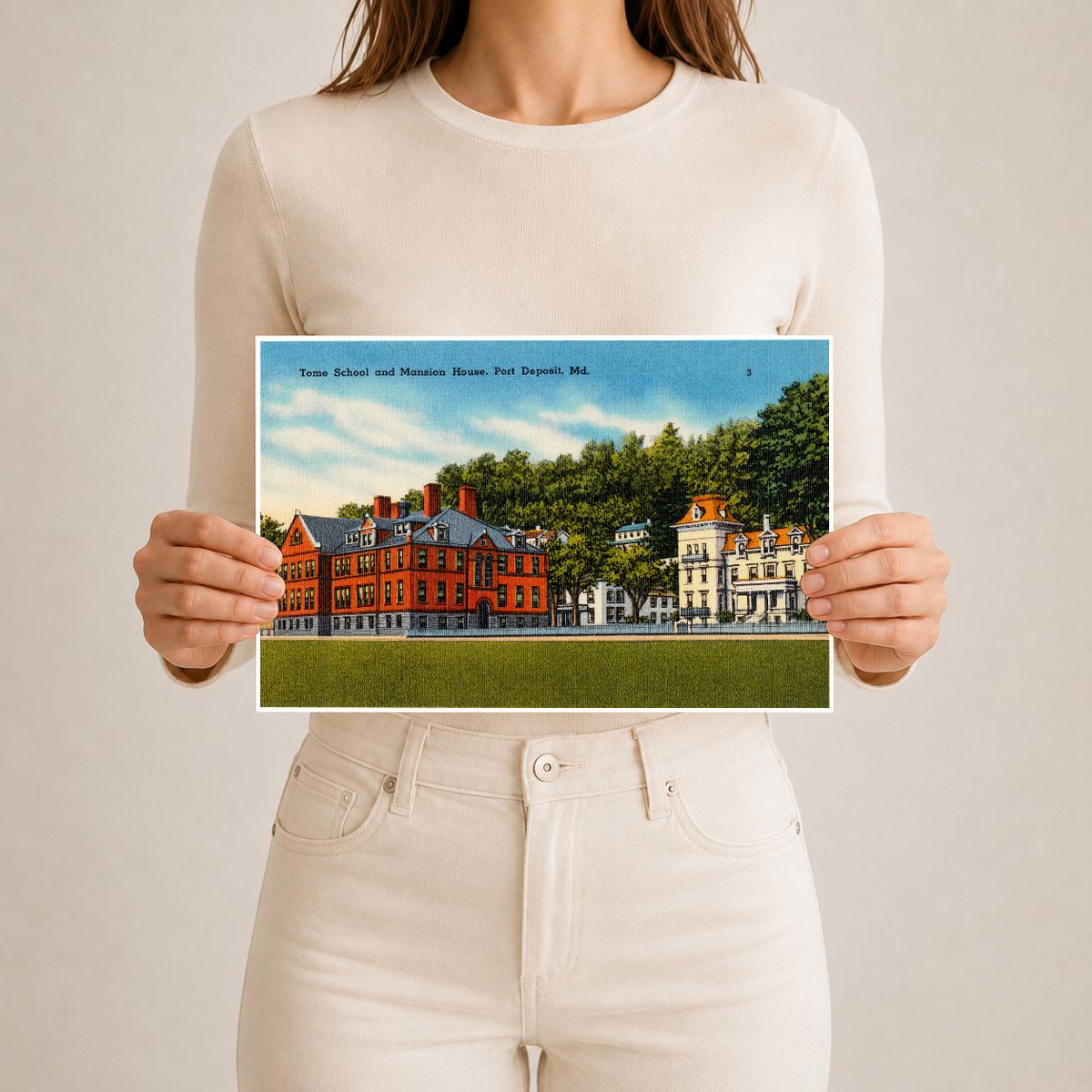 Tome School and mansion house, Port Deposit, MD — Vintage Maryland Postcard