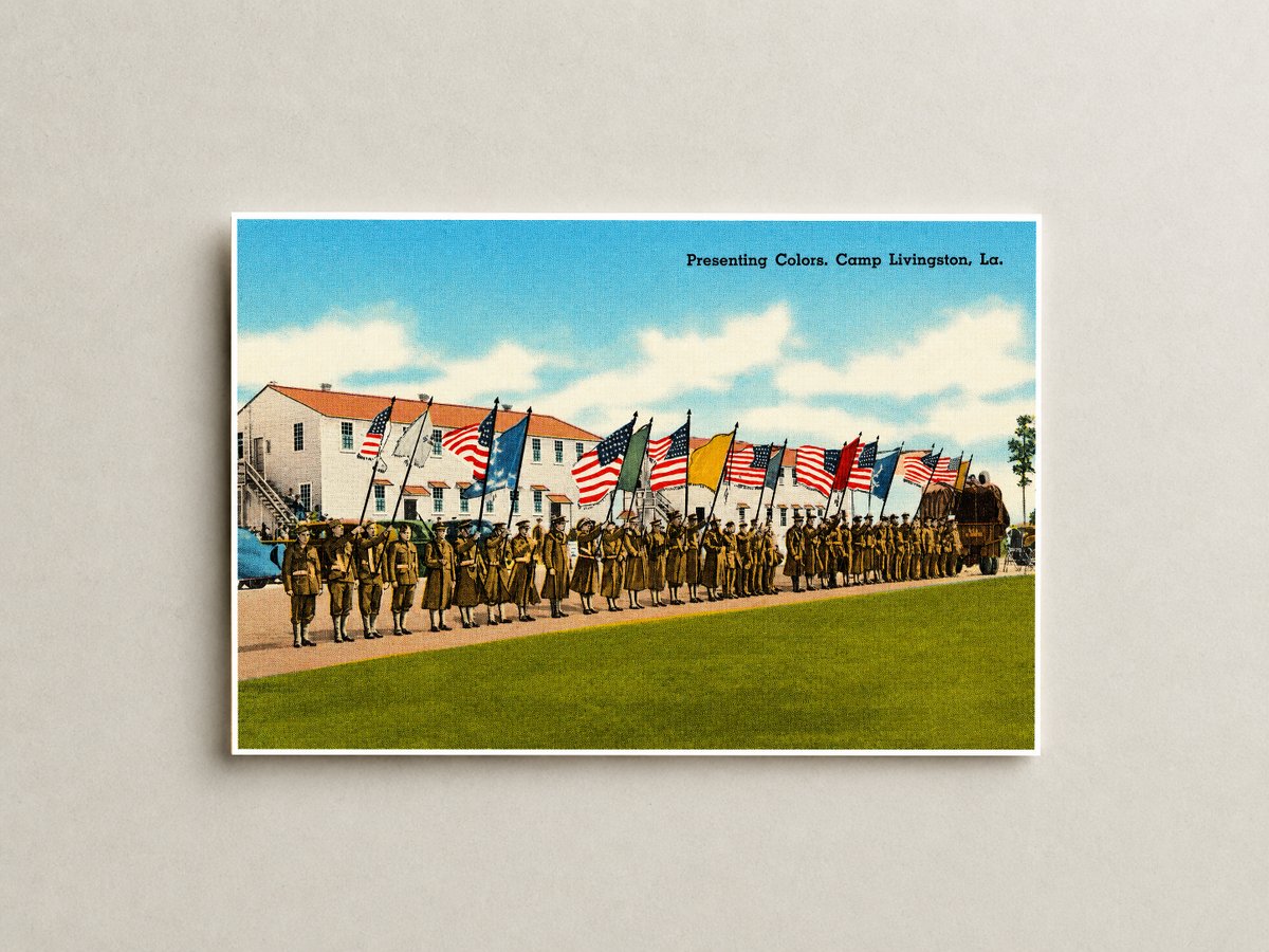 Pineville, LA: Presenting colors, Camp Livingston