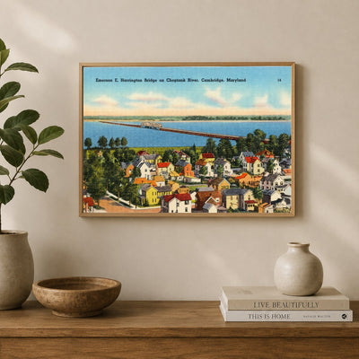 Emerson E. Harrington Bridge on Choptank River, Cambridge, Maryland — Vintage Maryland Postcard