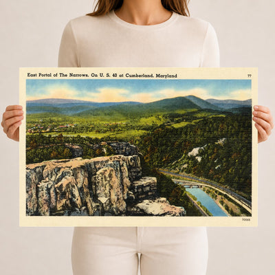 East portal of The Narrows, on U. S. 40 at Cumberland, Maryland — Vintage Maryland Postcard