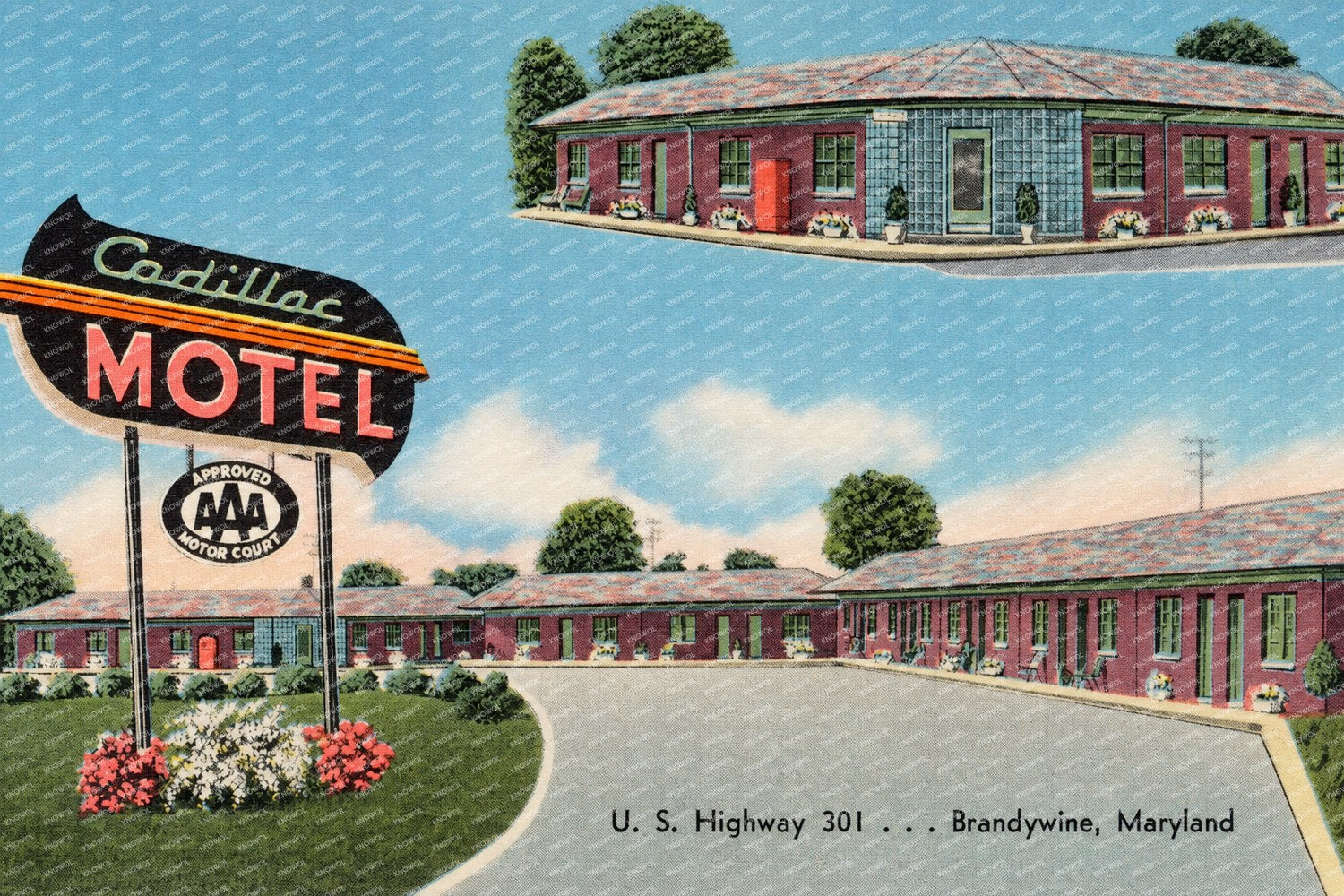 Cadillac Motel, U. S. Highway 301... Brandywine, Maryland — Vintage Maryland Postcard