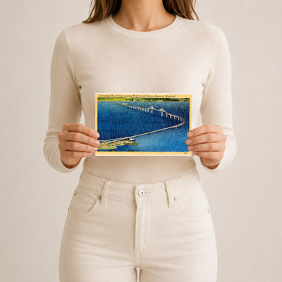 Chesapeake Bay Bridge linking western and eastern shores of Maryland — Vintage Maryland Postcard