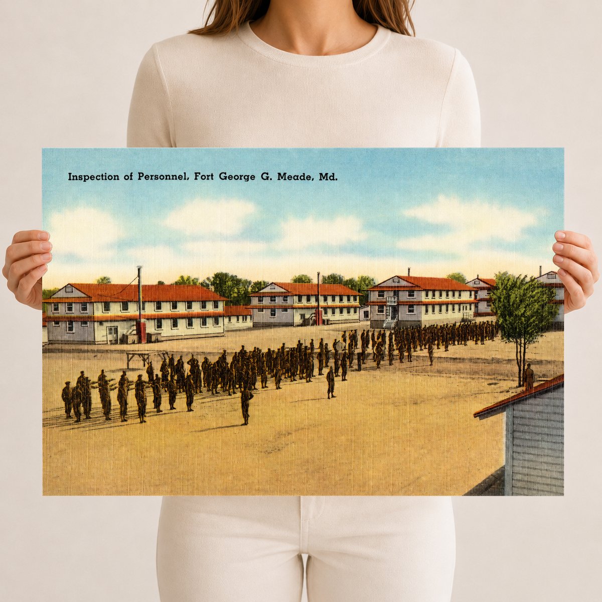 Inspection of personnel, Fort George G. Meade, MD — Vintage Maryland Postcard