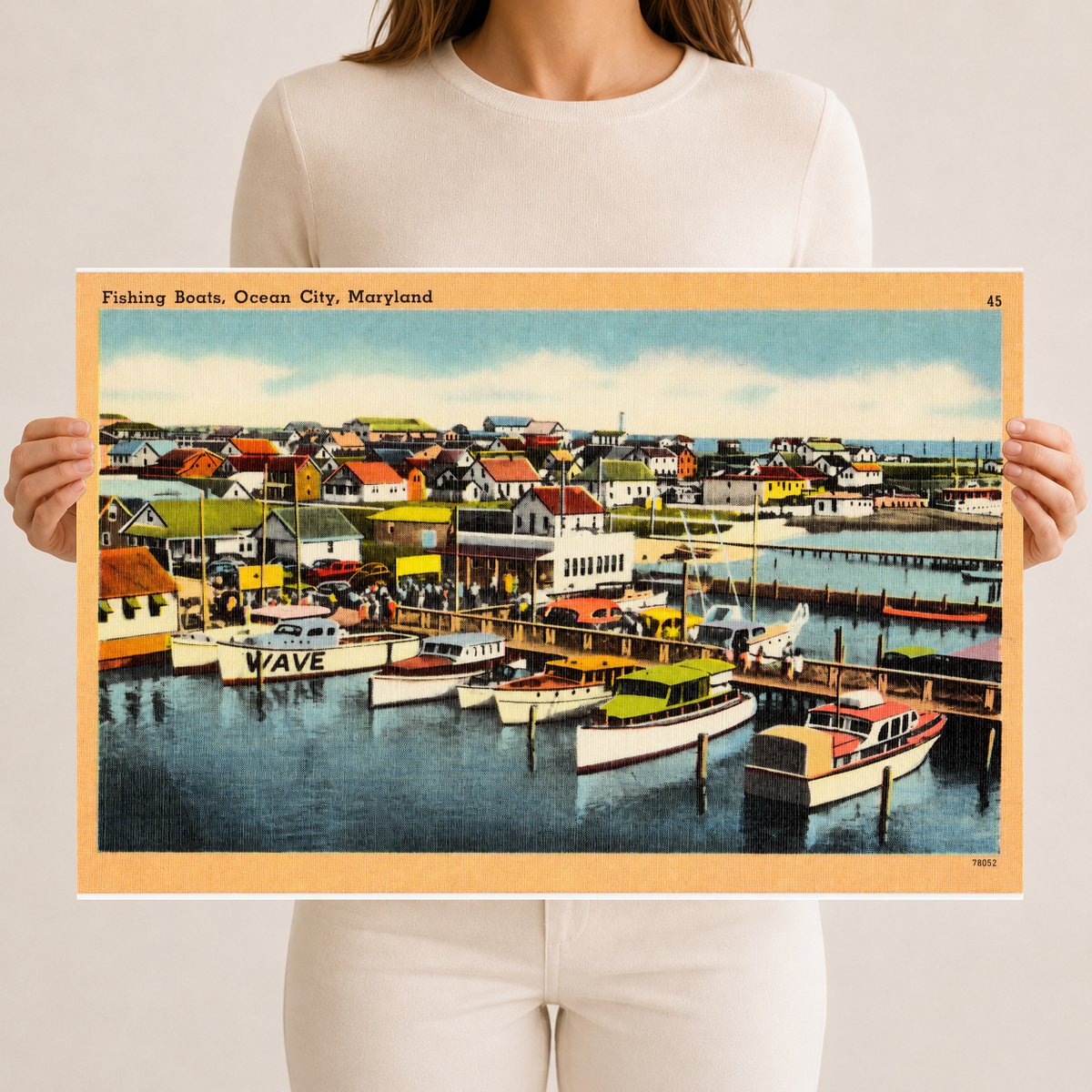 Fishing boats, Ocean City, Maryland — Vintage Maryland Postcard