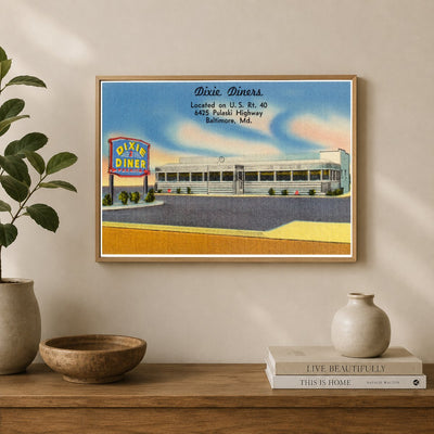 Dixie Diners, located on U. S. Rt. 40, 6425 Pulaski Highway, Baltimore, MD — Vintage Maryland Postcard