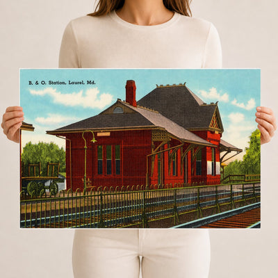 B. & O. Station, Laurel, MD — Vintage Maryland Postcard