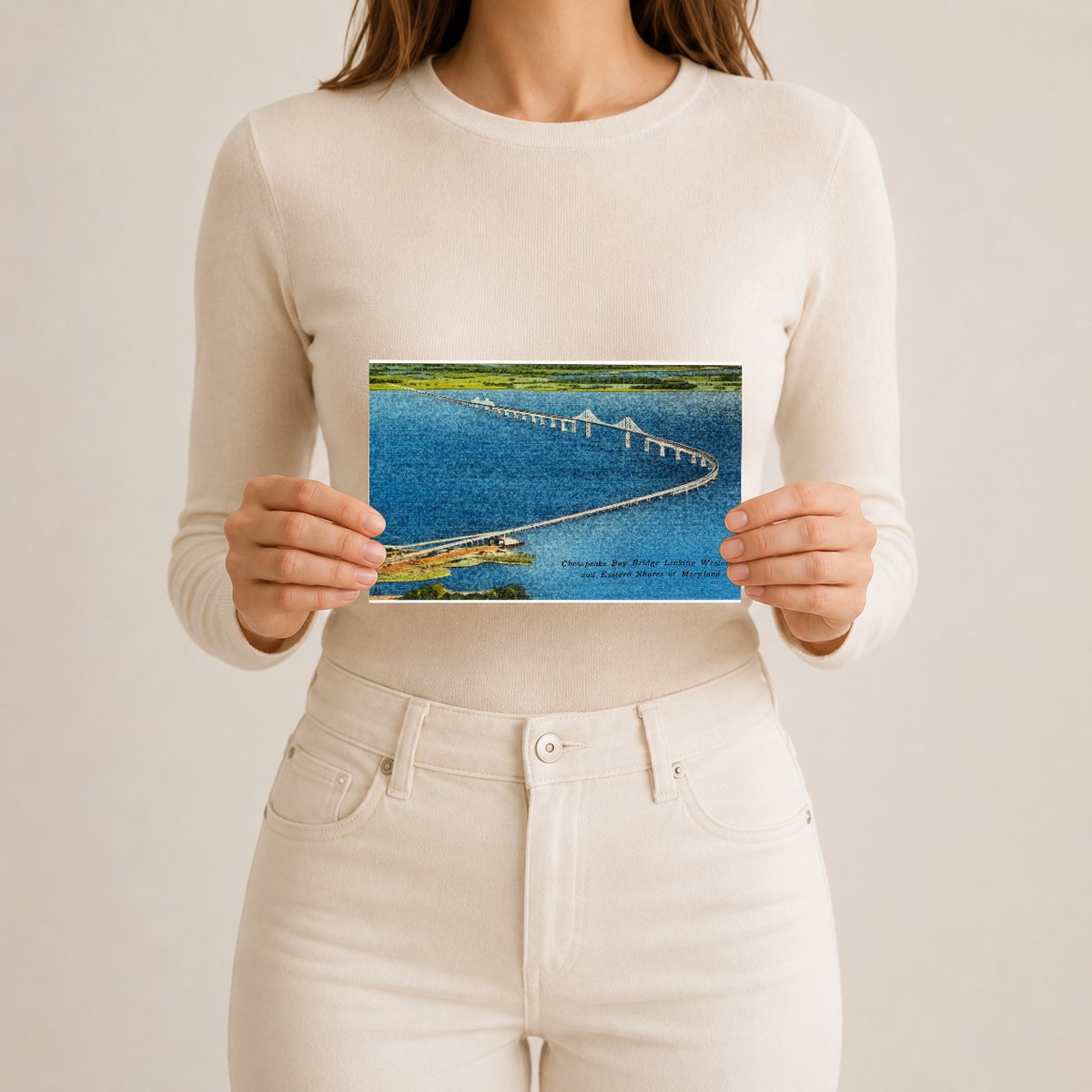 Chesapeake Bay Bridge, linking western and eastern shores of Maryland — Vintage Maryland Postcard